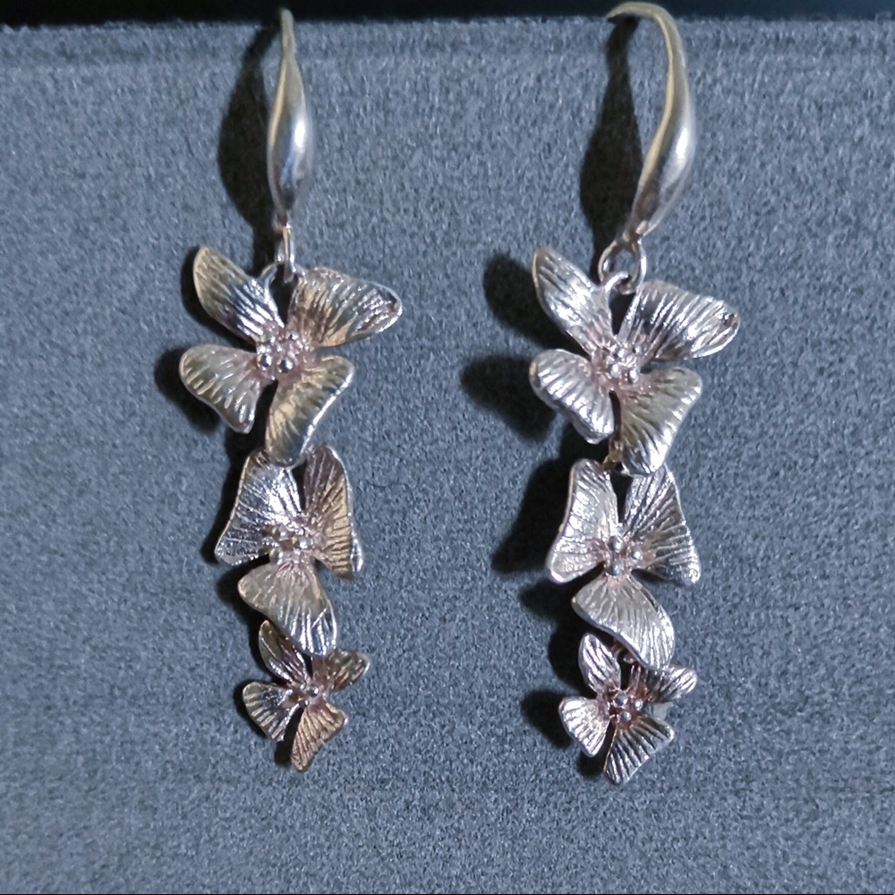 Silver 925 Clover Dangling Earrings